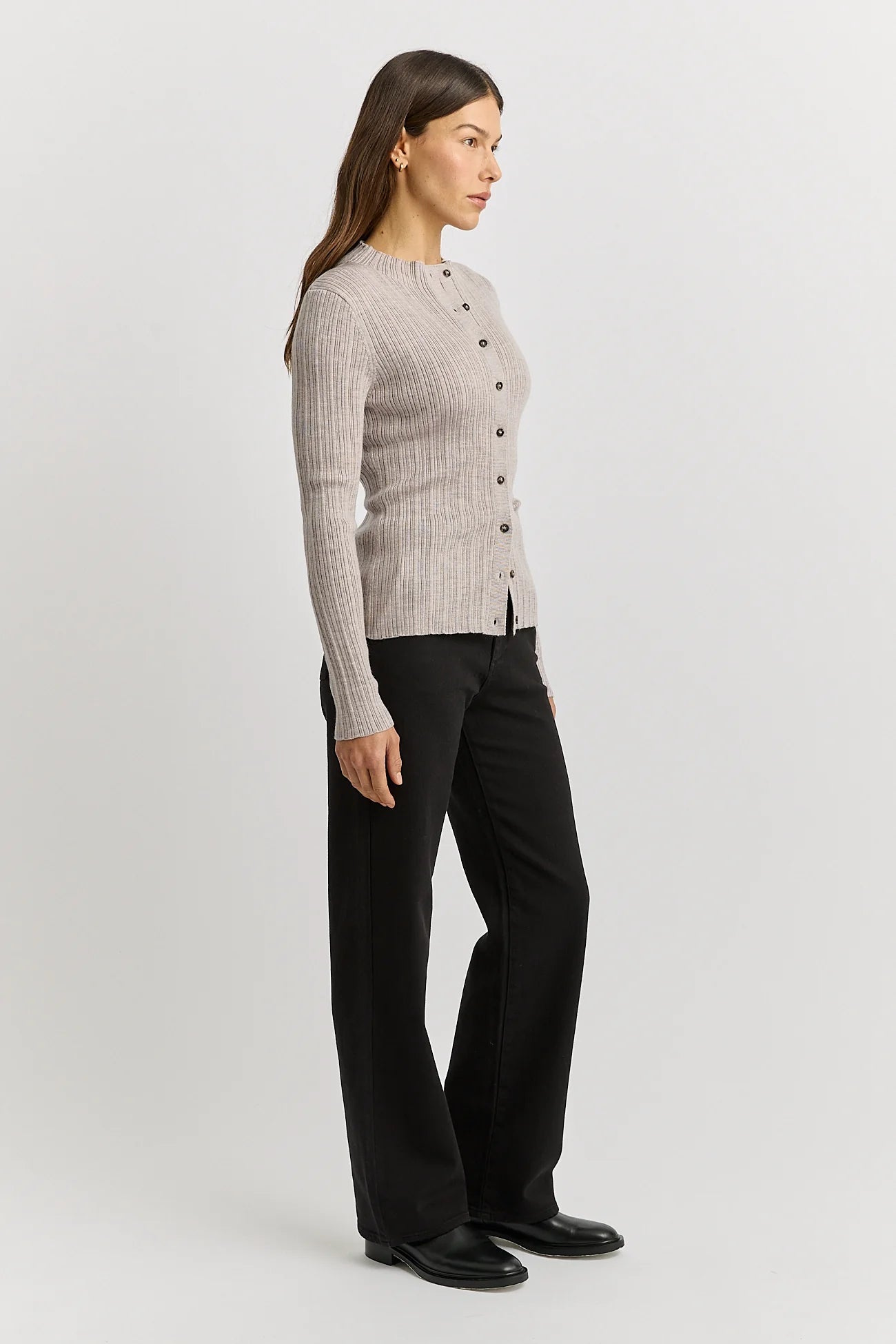 VARIEGATED RIB CARDIGAN