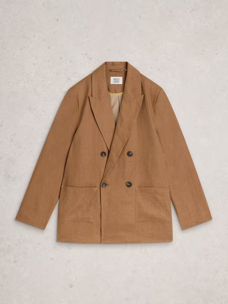 White Stuff Sasha Linen Blazer in Mid Tan - view 6