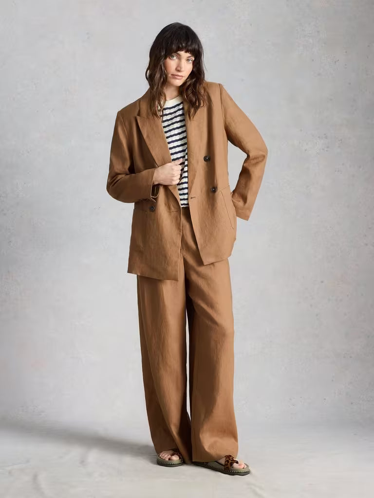 White Stuff Sasha Linen Blazer in Mid Tan - view 2
