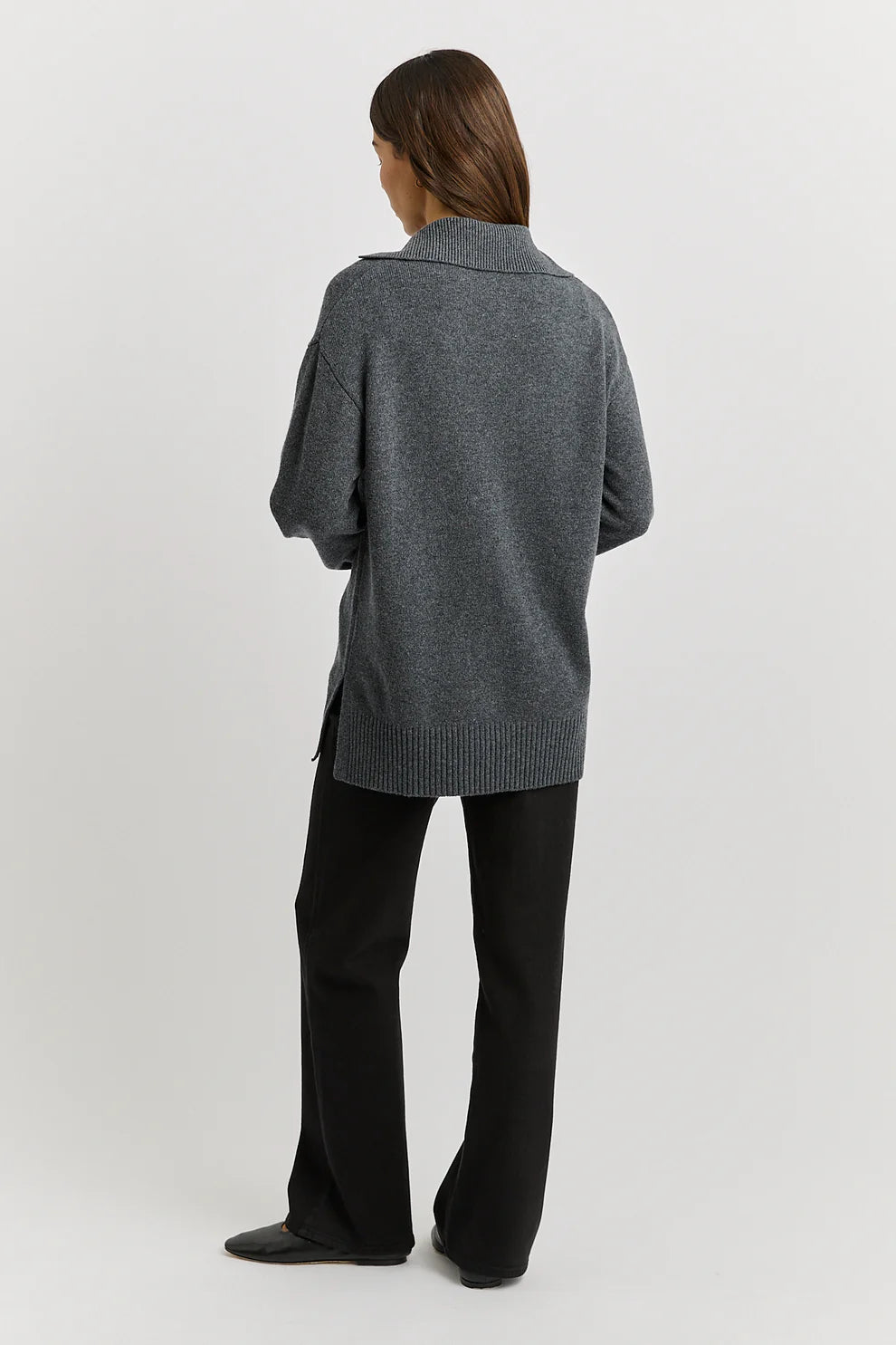 Relaxed Longline Zip Polo