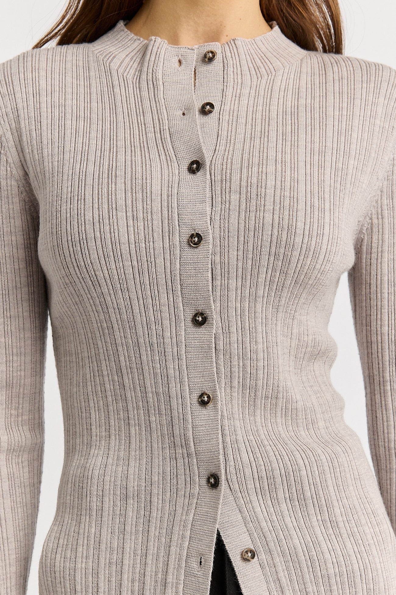 VARIEGATED RIB CARDIGAN