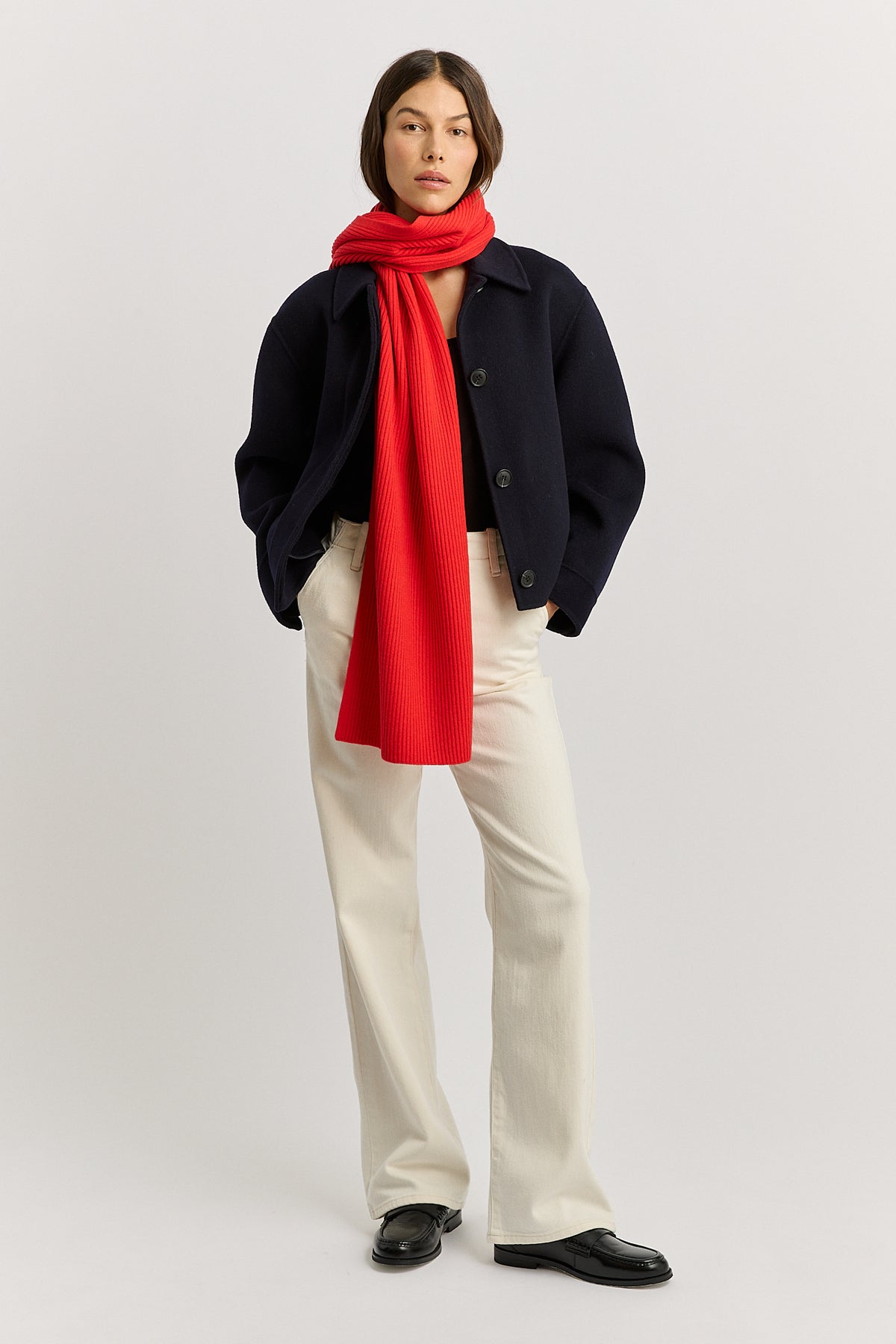 Fine Ribbed Scarf by Toorallie in Poppy - view 3