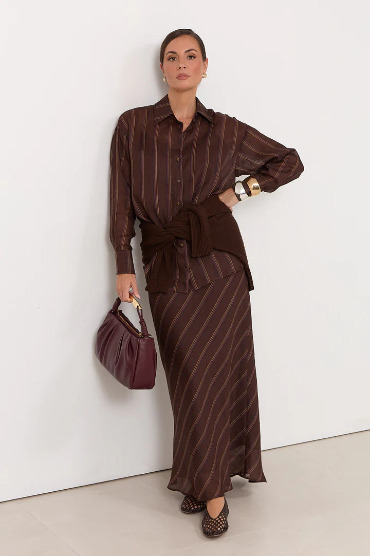 Mae Striped Ramie Skirt
