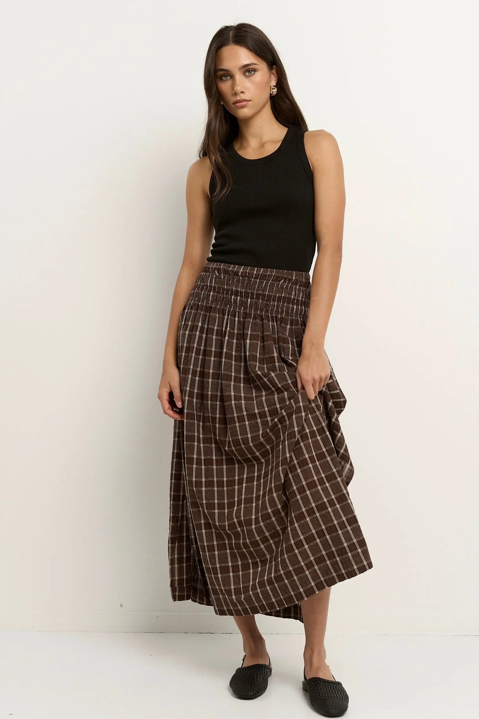 Cheerful Shirred Waist Maxi Skirt Ivy + Jack