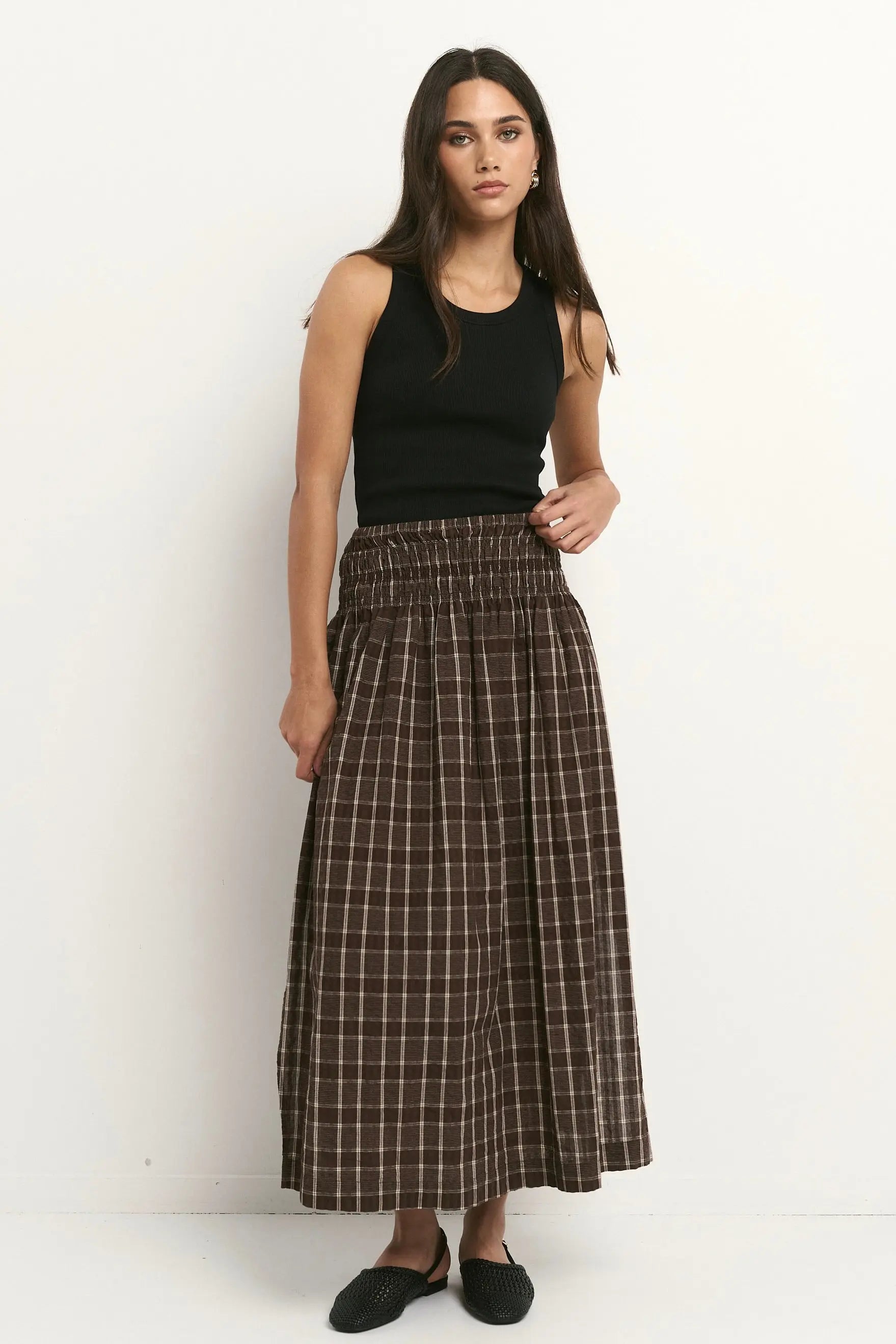 Cheerful Shirred Waist Maxi Skirt Ivy + Jack