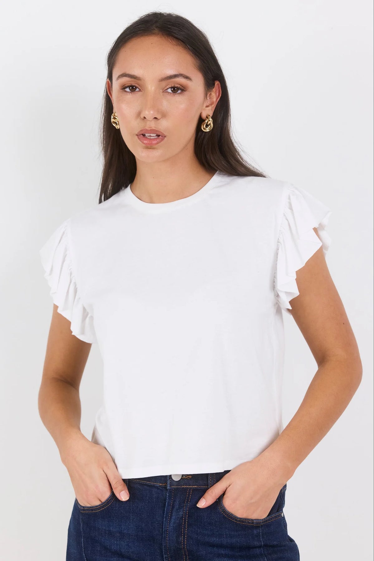 Hover Ivory Flutter Sleeve Tee - view 1