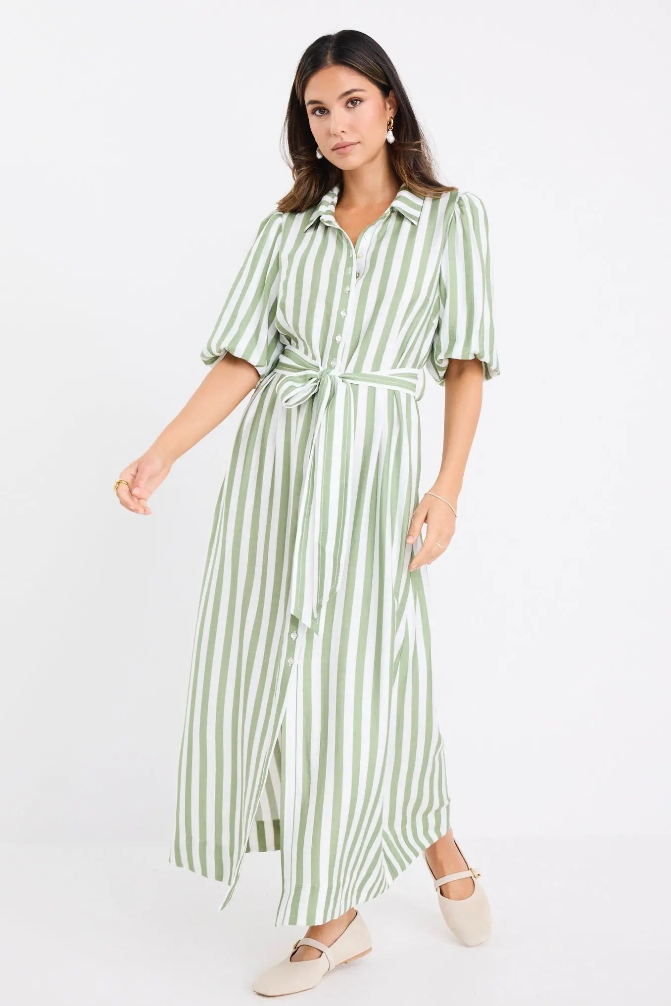 Kindred Puff Sleeve Midi Shirt Dress By Rosa