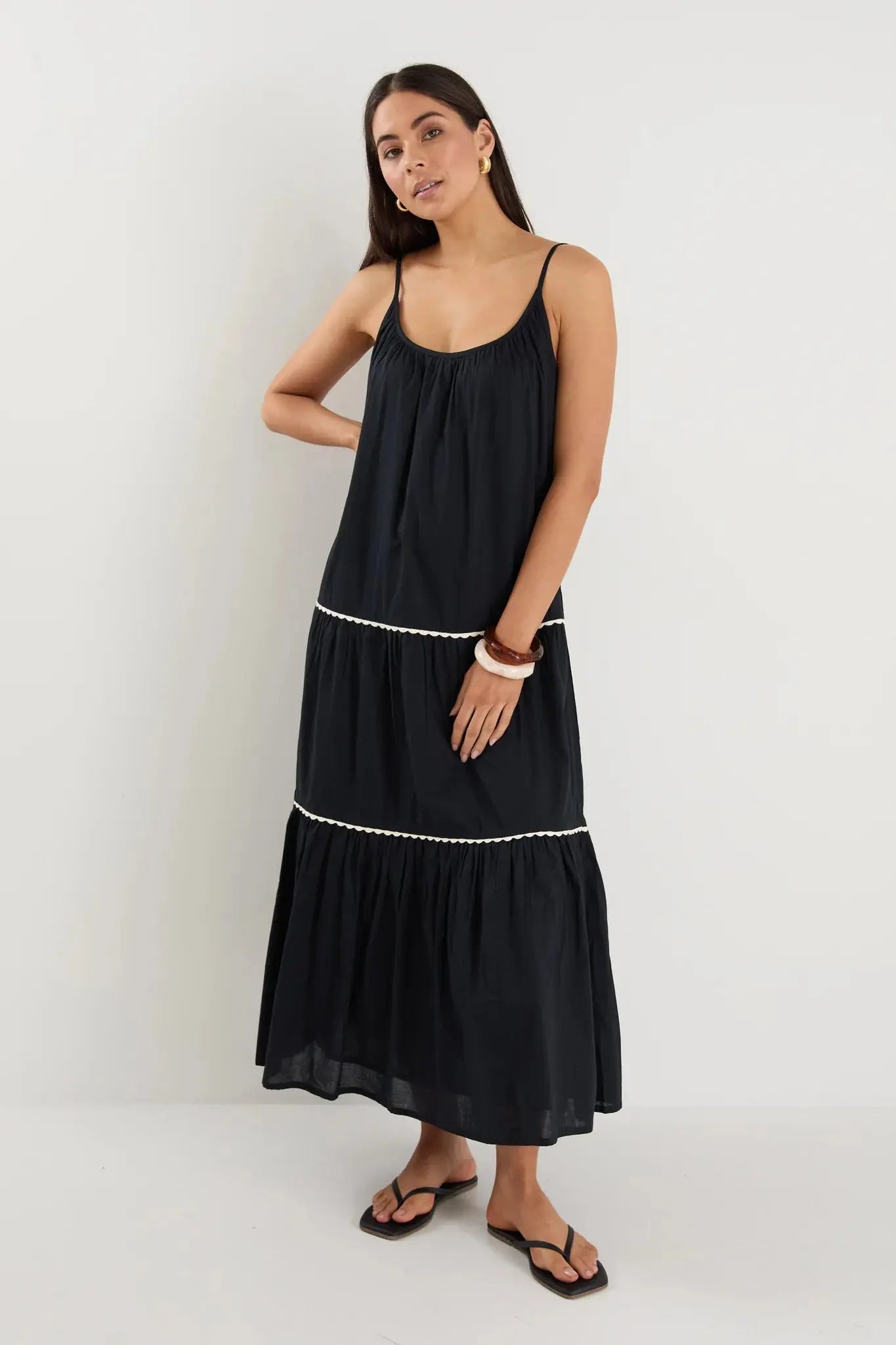 Lately Black Strappy Tiered Maxi Dress Ivy + Jack