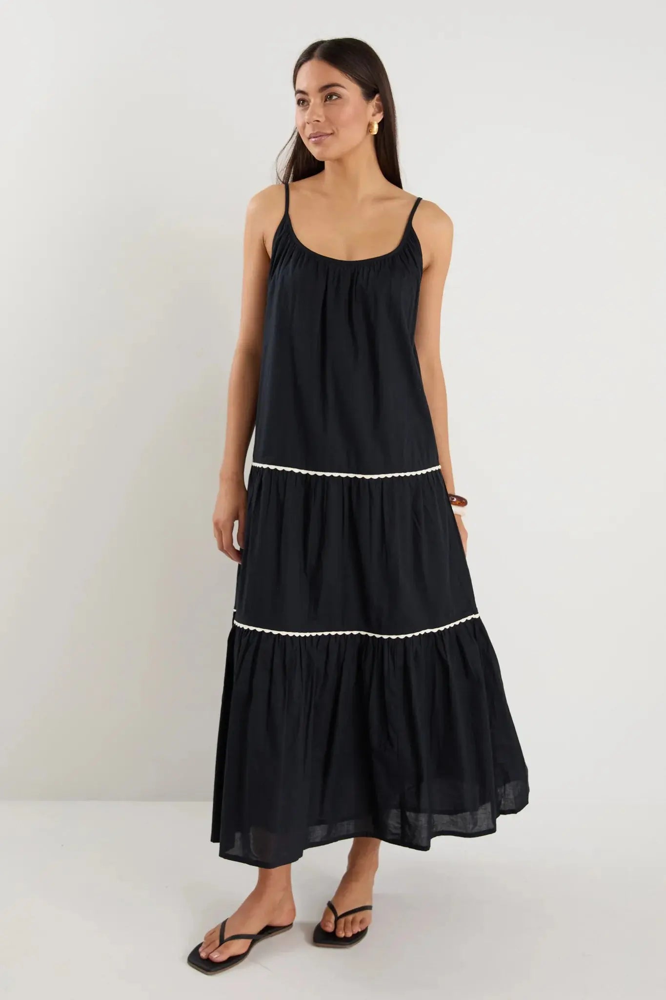 Lately Black Strappy Tiered Maxi Dress Ivy + Jack