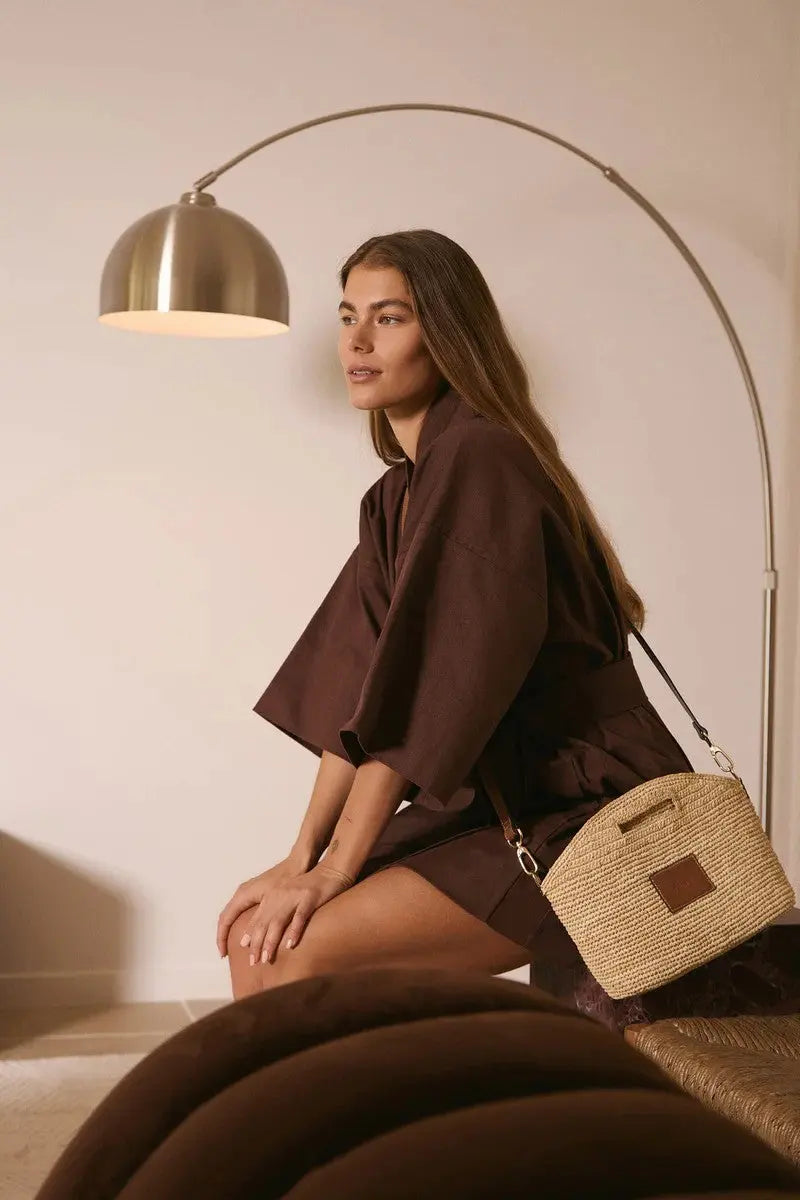 Leather Trimmed Raffia BB Nim The Label