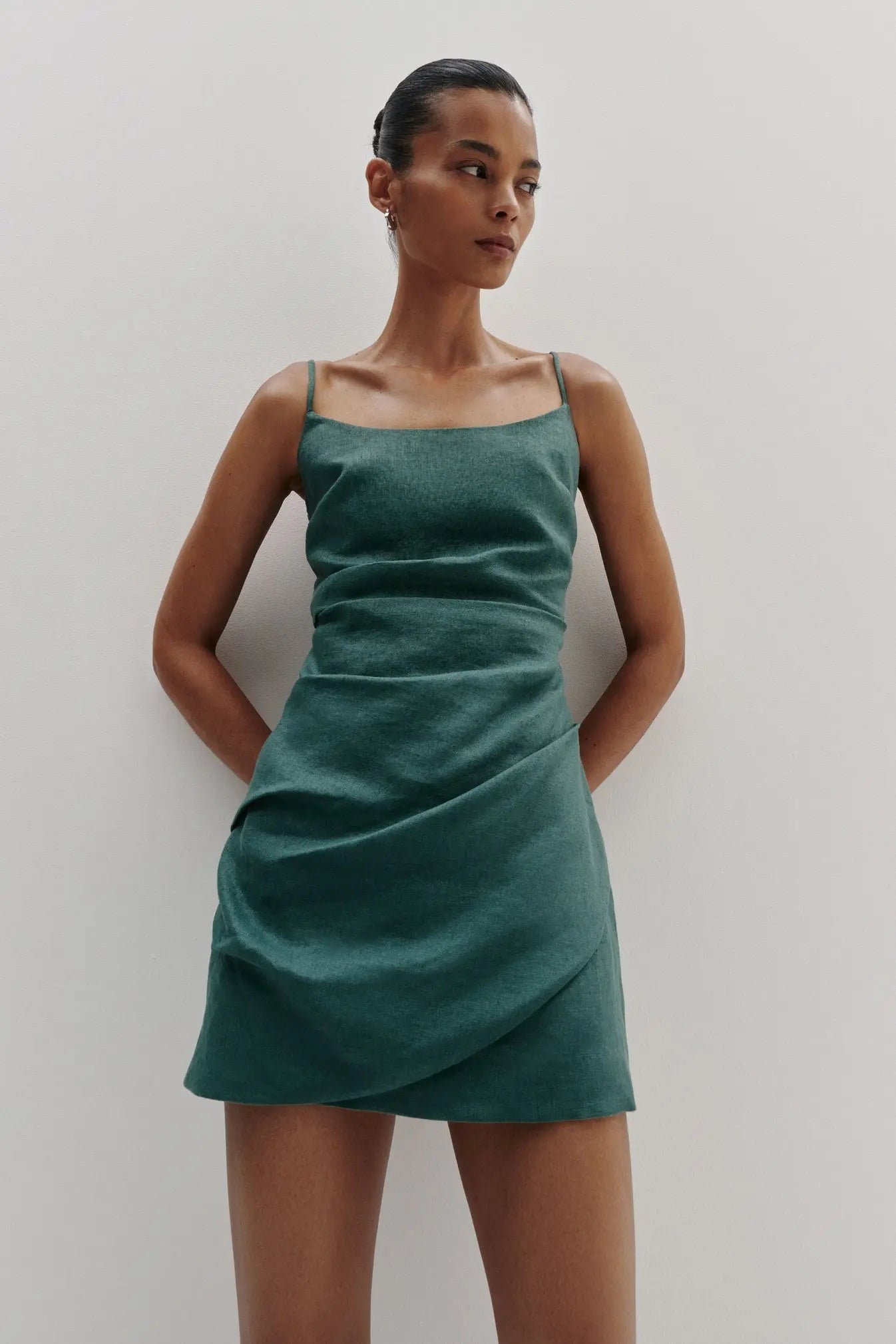 Rani Linen Mini Dress Nude Lucy