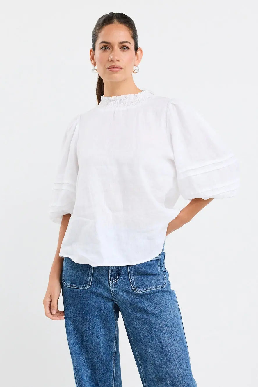 Polished High Neck Pleat Sleeve Top Ivy + Jack