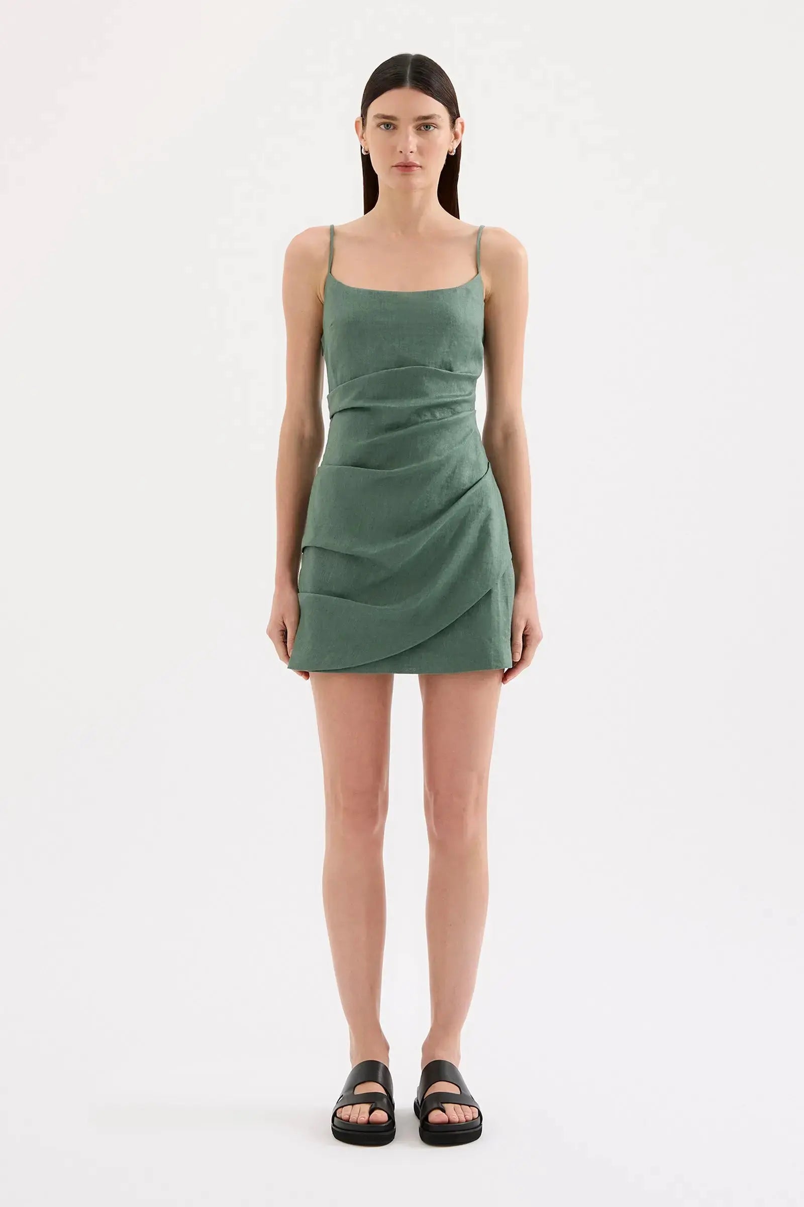 Rani Linen Mini Dress Nude Lucy