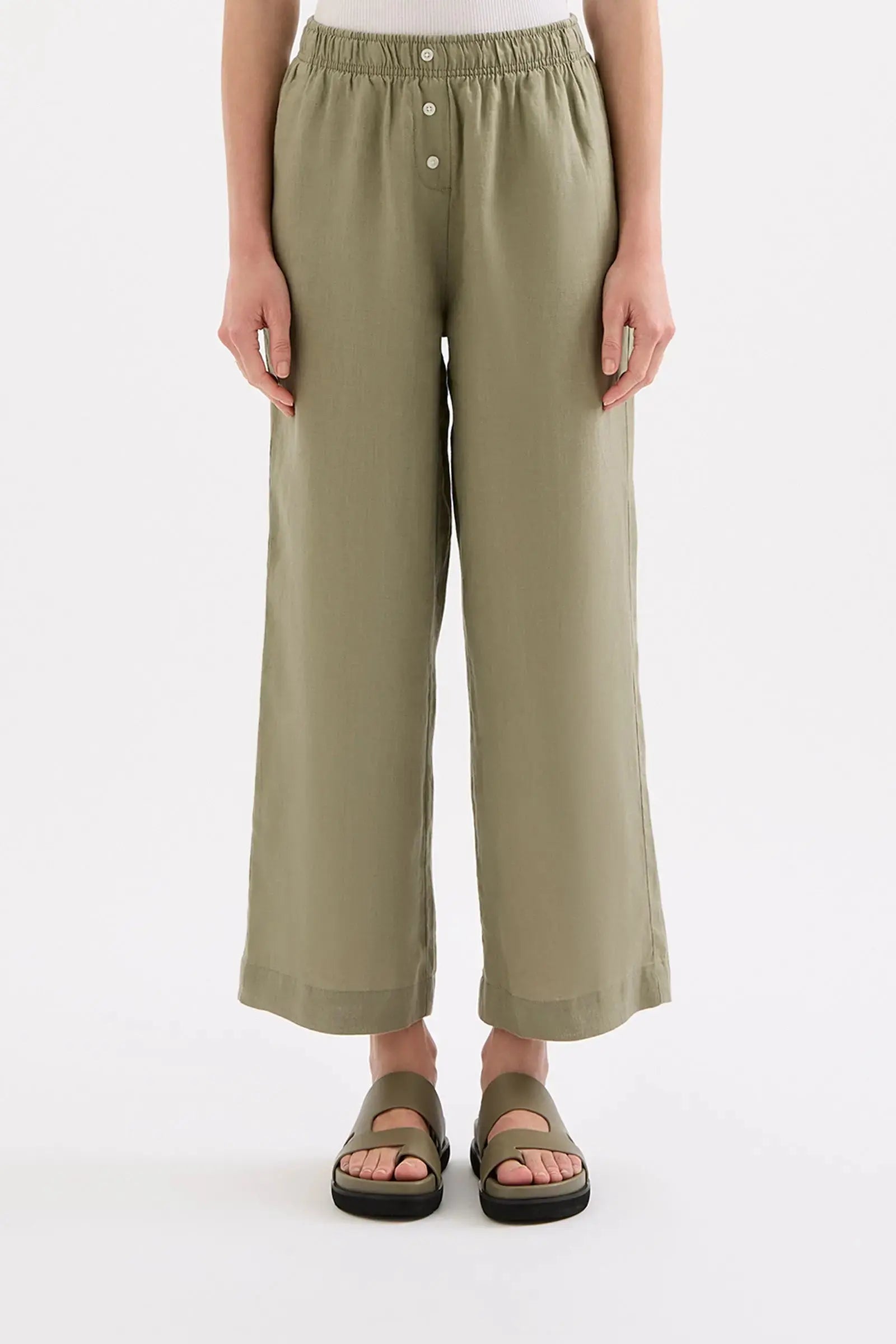 Lounge Linen Crop Pant Nude Lucy