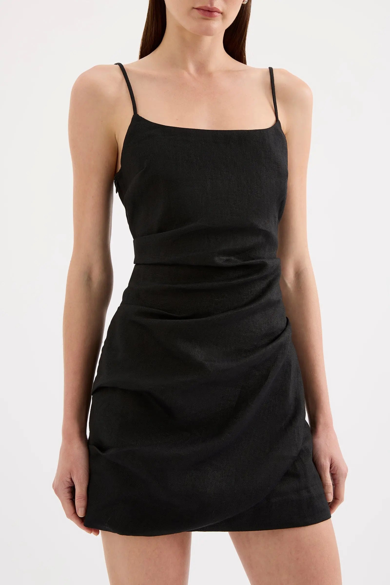 Rani Linen Mini Dress Nude Lucy