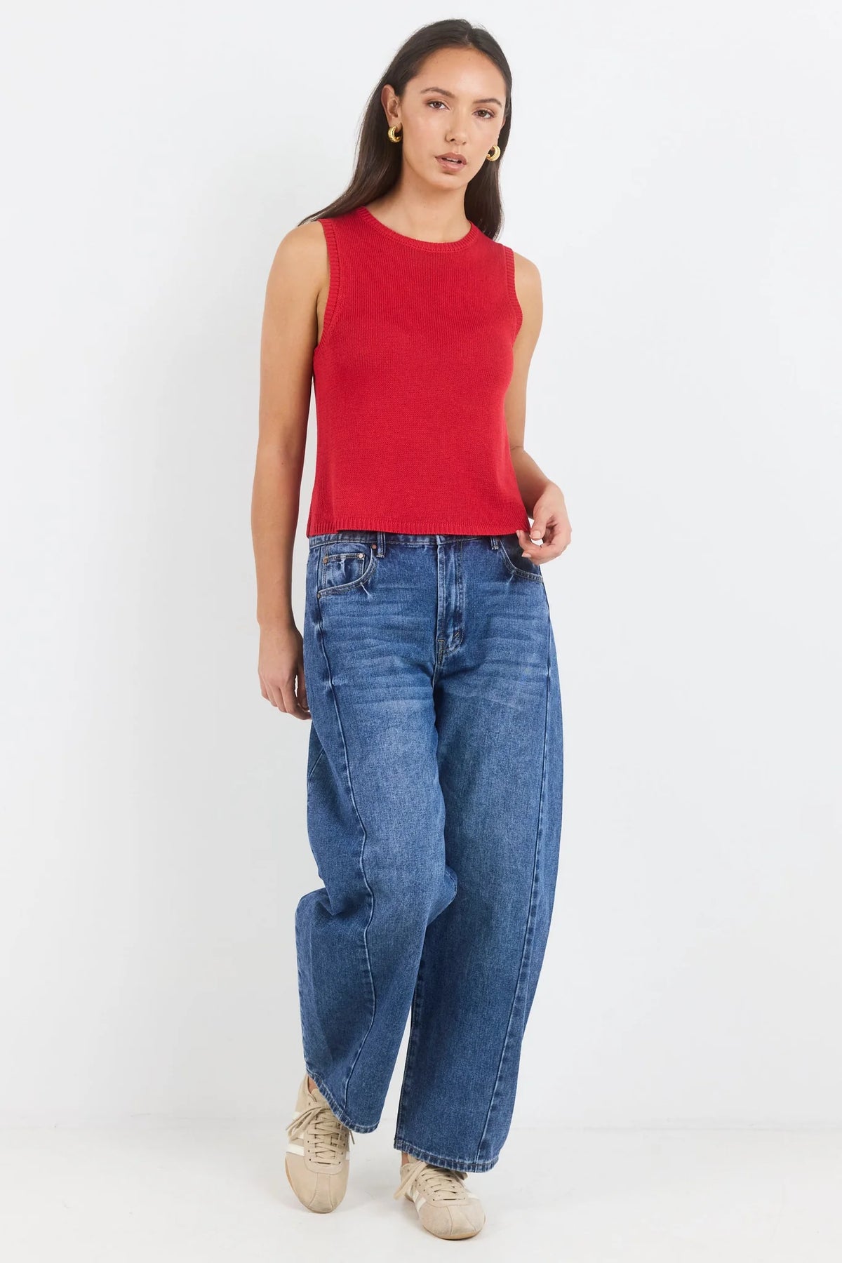 Salute Relaxed Sleeveless Knit Tank Top