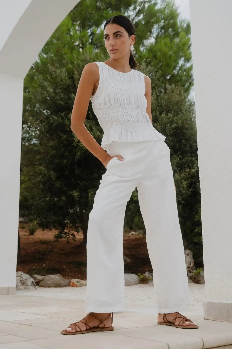 Guardian Linen Pull On Wide Leg Pants Among the Brave