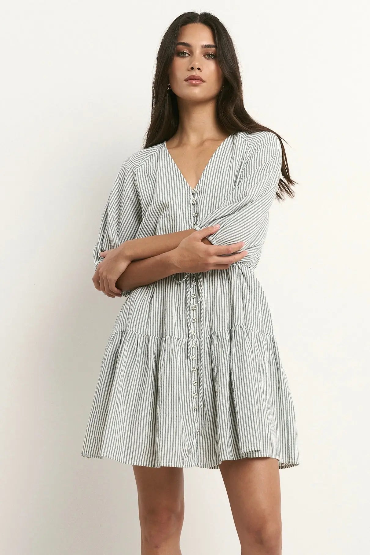 Switch Puff Sleeve Button Front Mini Dress Ivy + Jack