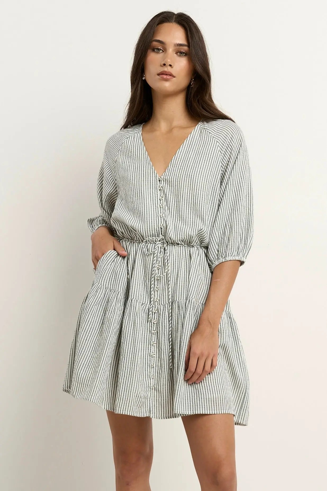 Switch Puff Sleeve Button Front Mini Dress Ivy + Jack