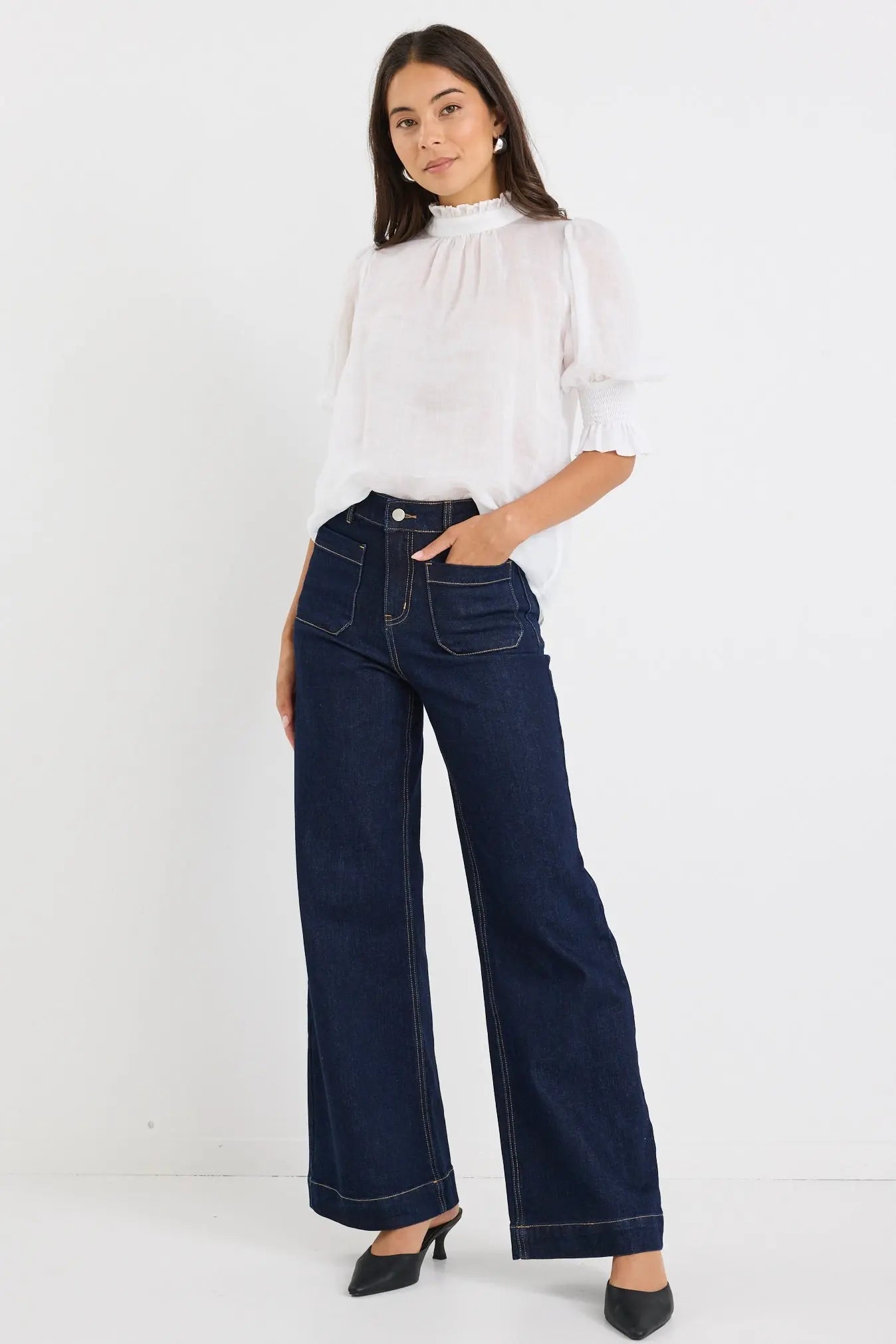 Verse Sheer High Neck Short Sleeve Top By Rosa