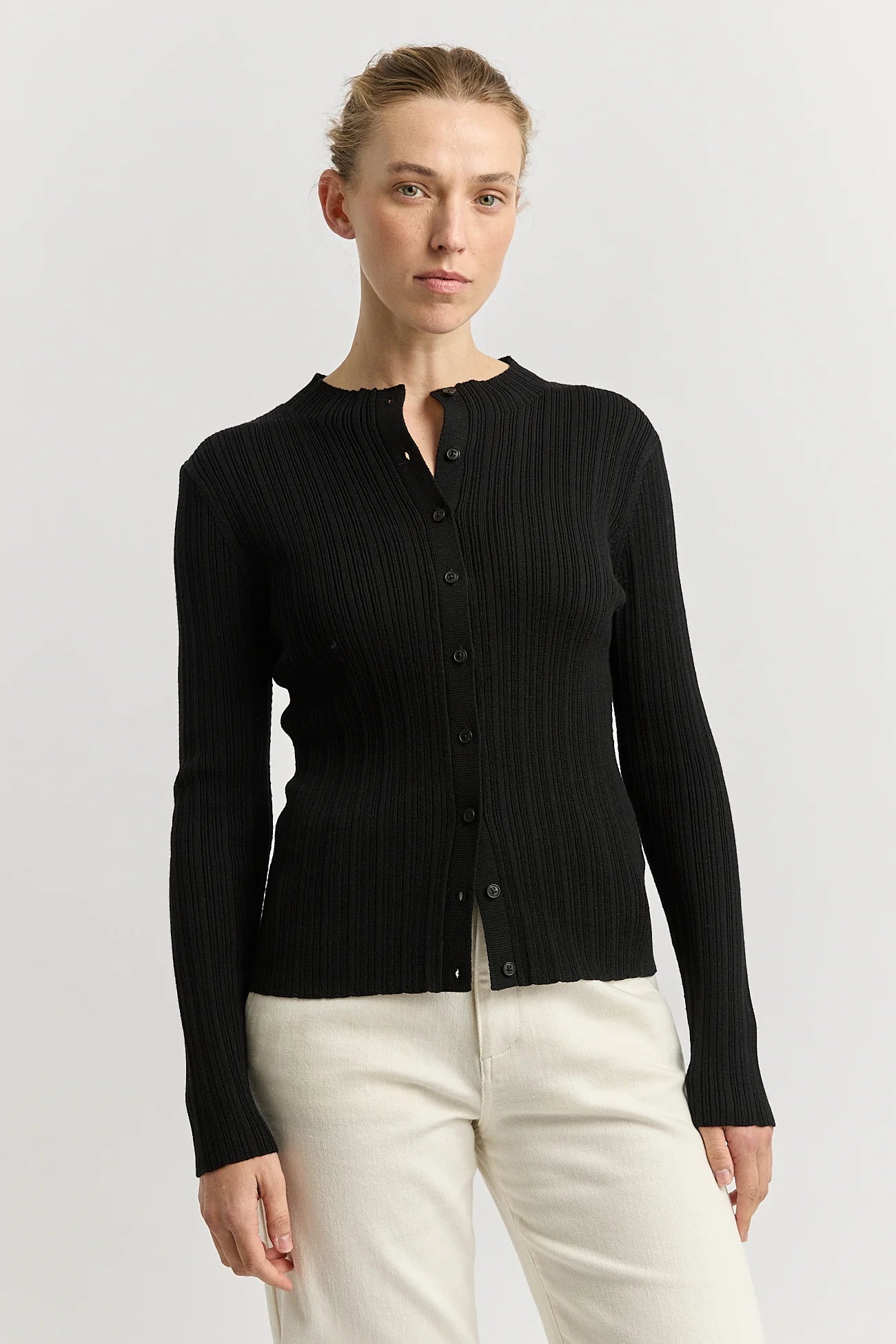 VARIEGATED RIB CARDIGAN