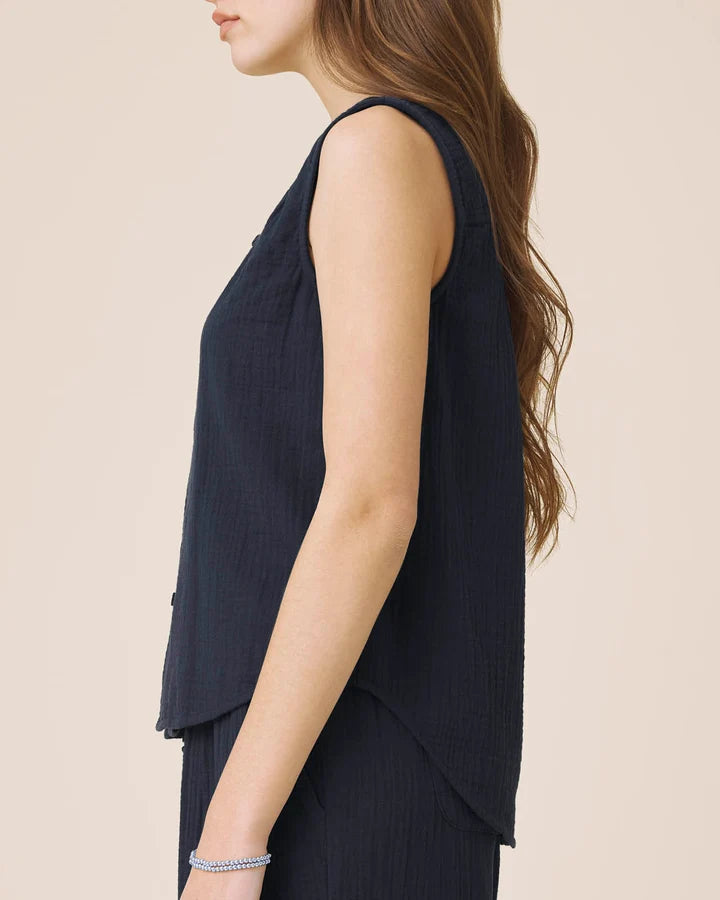 Ava Gauze Button Tank