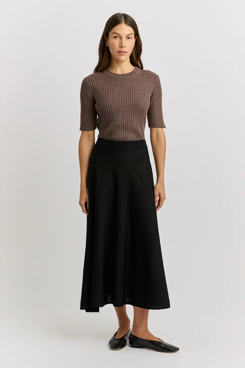 A-Line Knit Midi Skirt