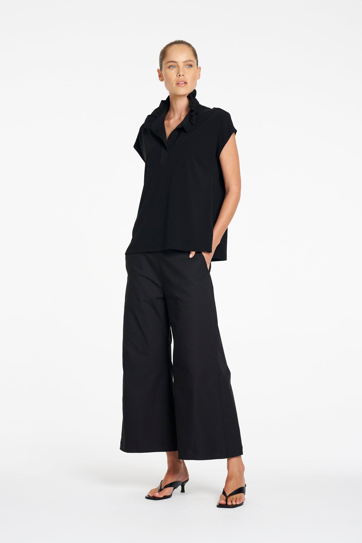 Mela Purdie Frill Shell in Black - view 2