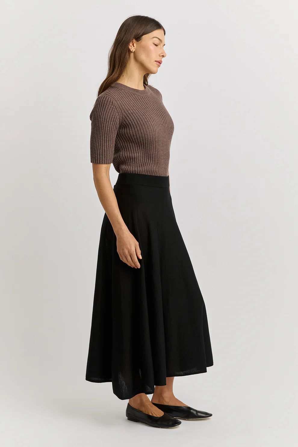 A-Line Knit Midi Skirt