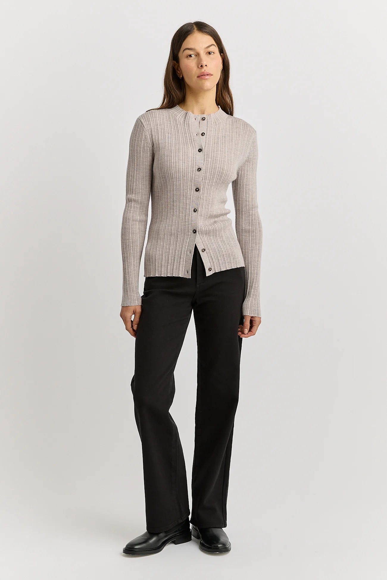 VARIEGATED RIB CARDIGAN
