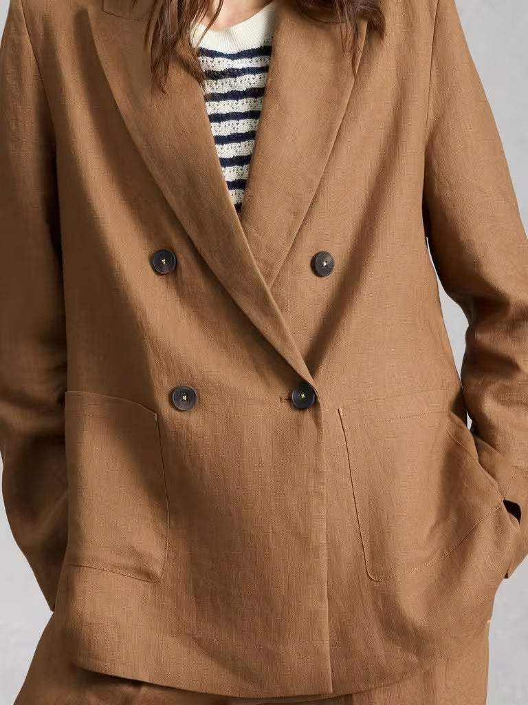 White Stuff Sasha Linen Blazer in Mid Tan - view 4