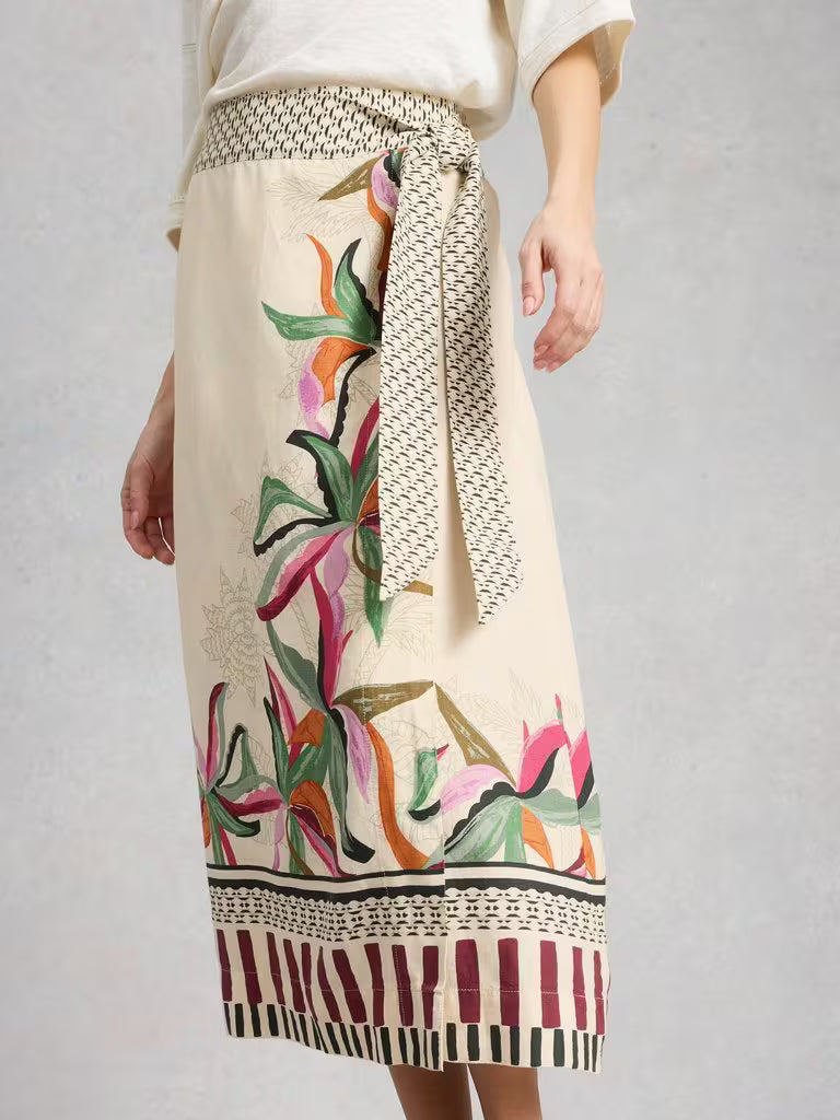 Alba Linen Blend Wrap Skirt by White Stuff - view 1