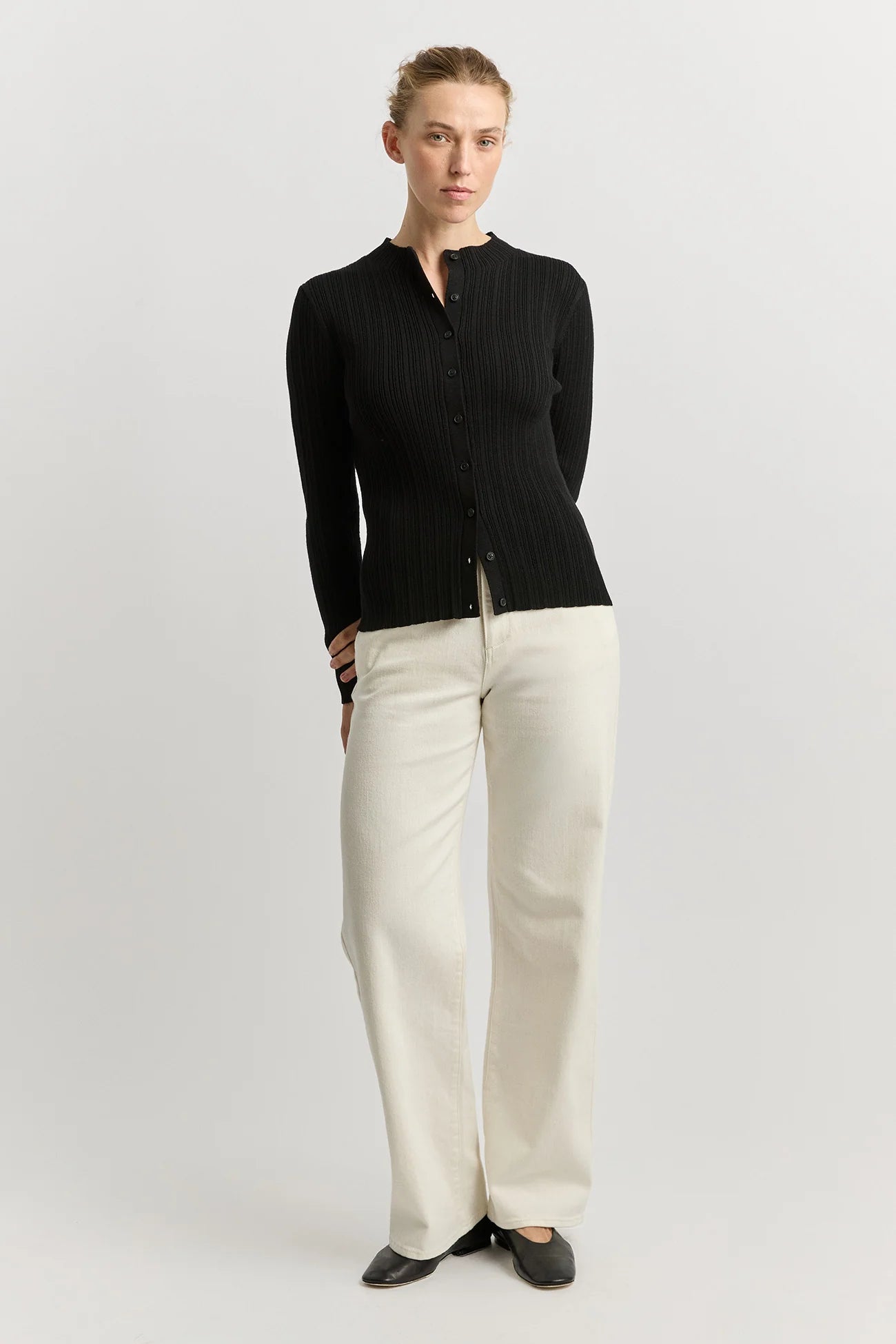 VARIEGATED RIB CARDIGAN