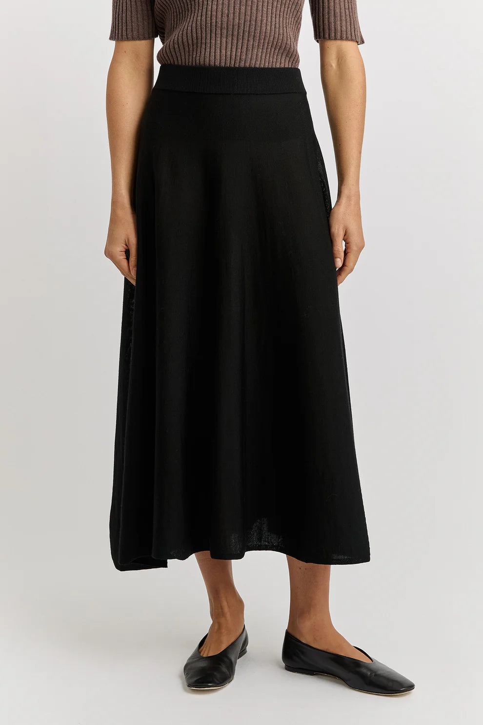 A-Line Knit Midi Skirt