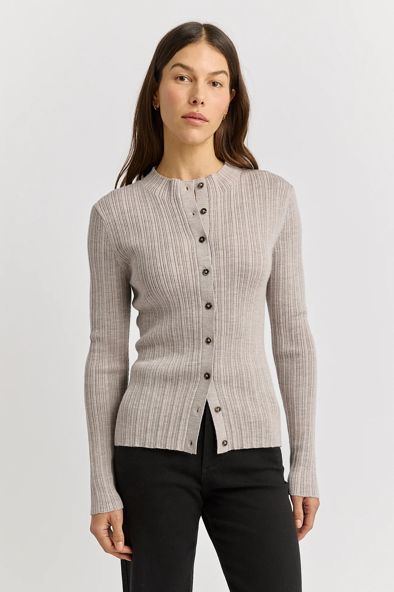 VARIEGATED RIB CARDIGAN
