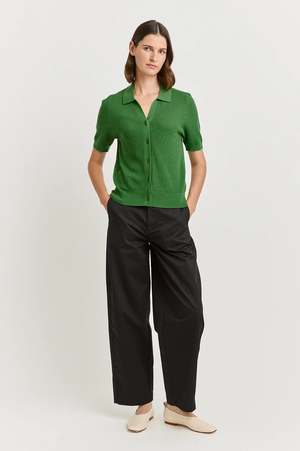 Grain Stitch Button Polo