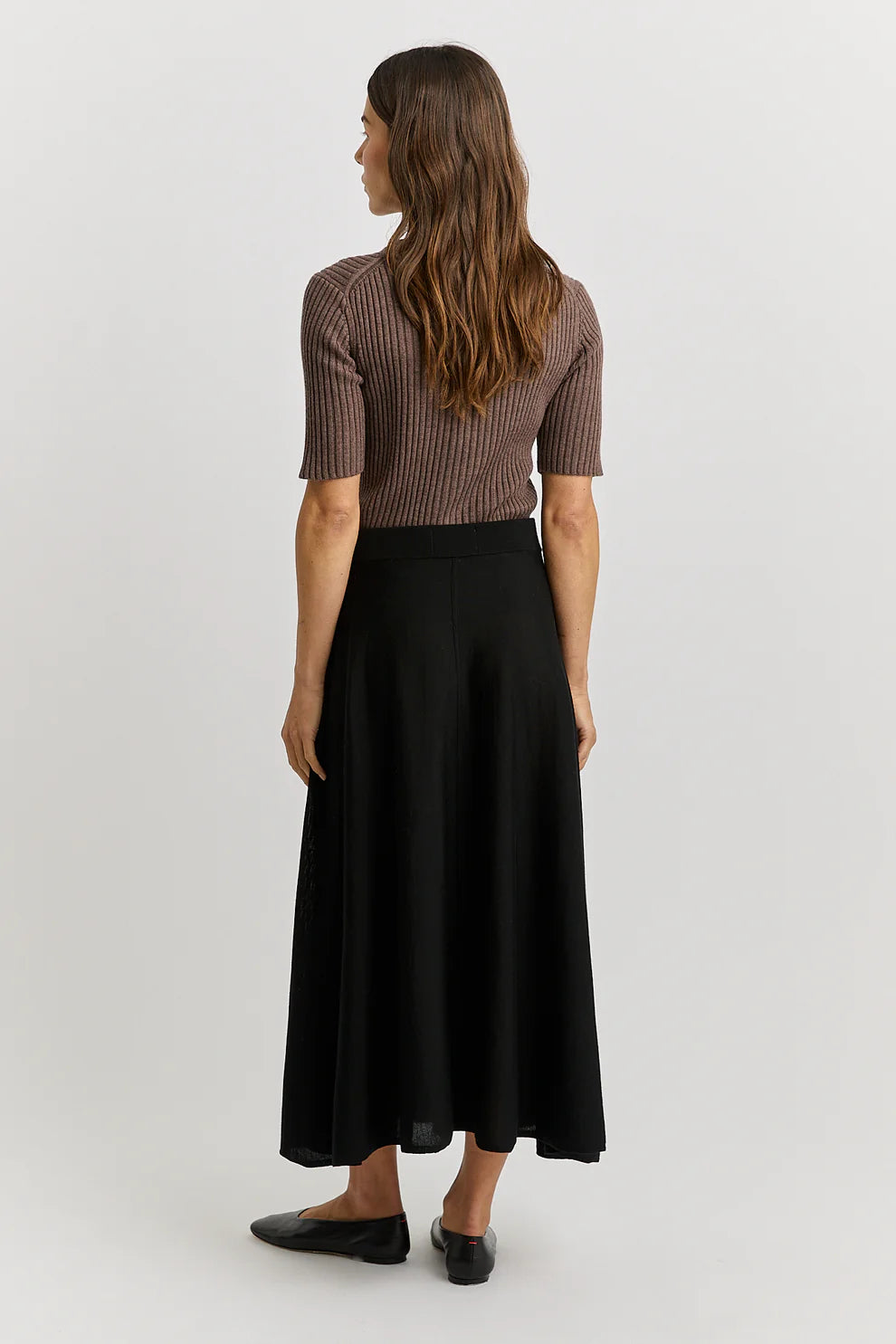 A-Line Knit Midi Skirt
