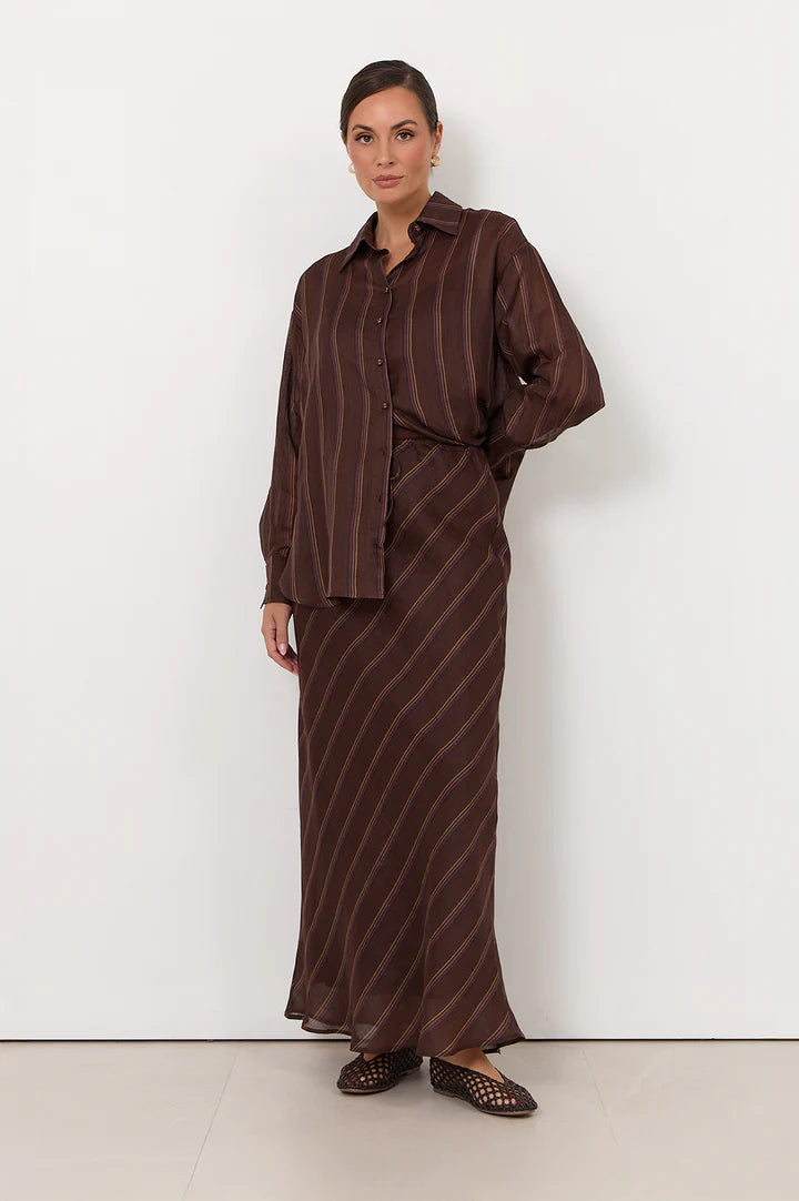 Mae Striped Ramie Skirt