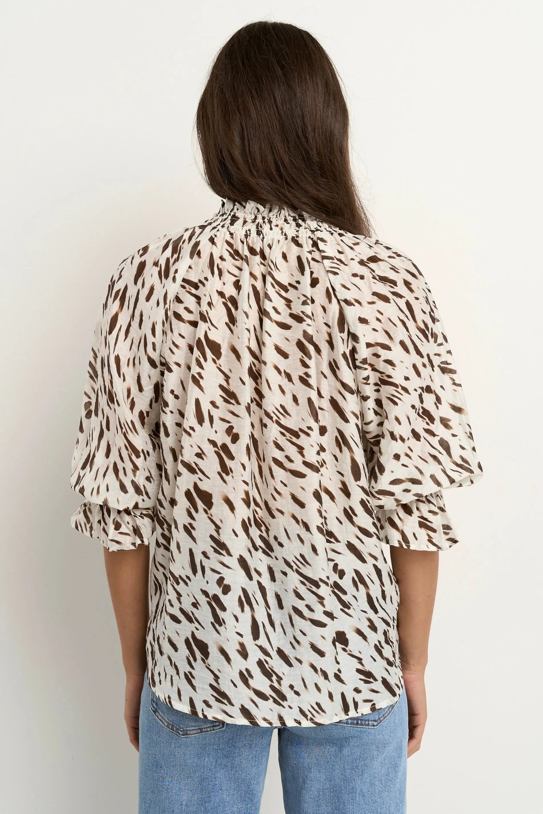 Certainty Animal Shirred Neck Sort Sleeve Top Ivy + Jack