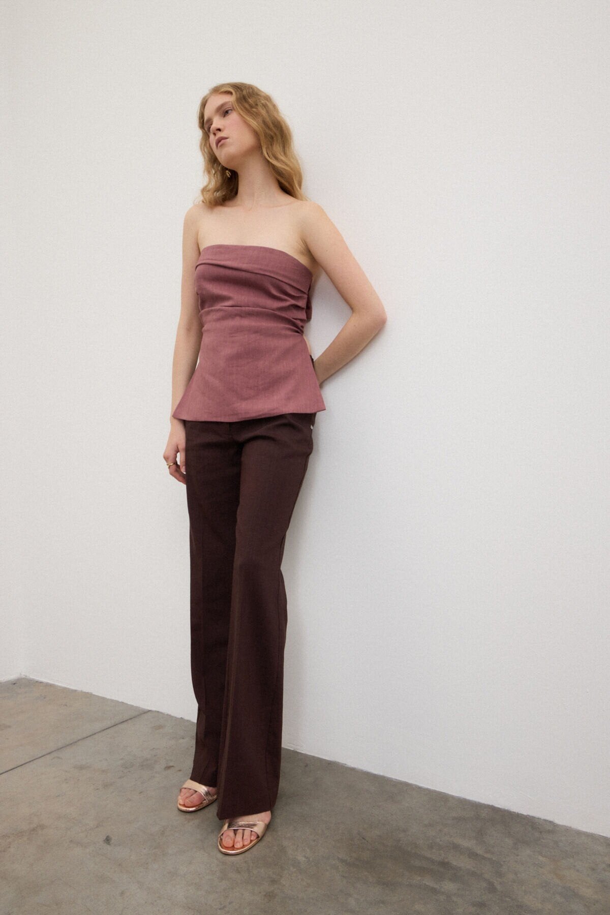 Linen Blend Bandeau Top