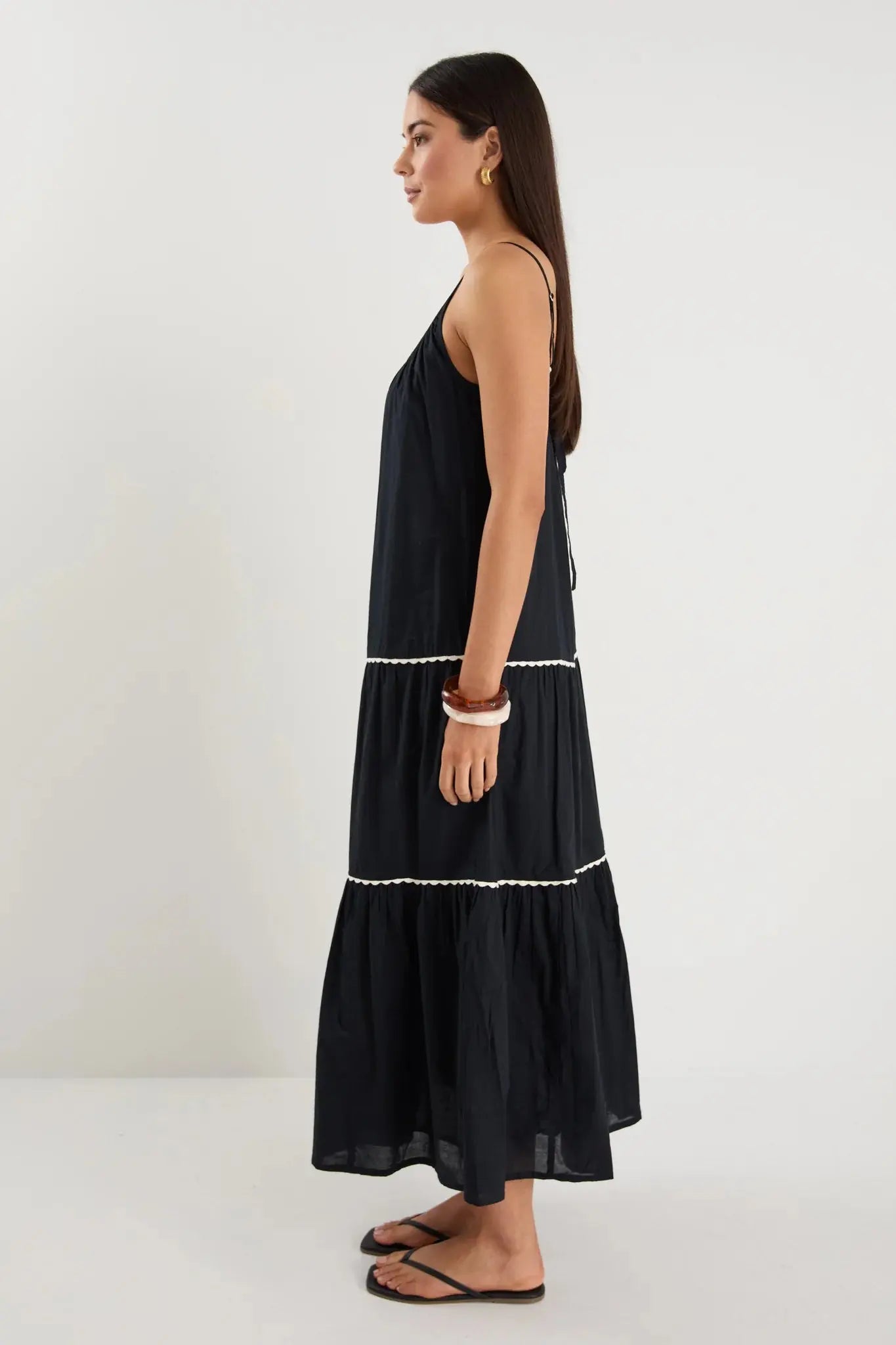 Lately Black Strappy Tiered Maxi Dress Ivy + Jack