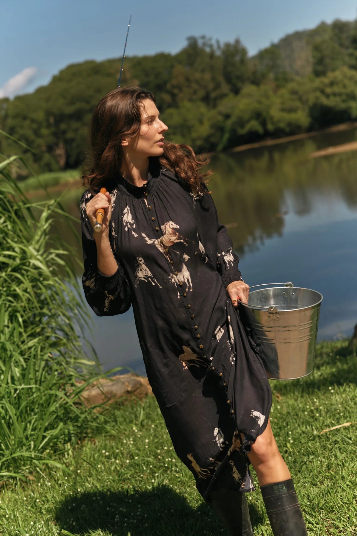 Mustang Button Midi Dress