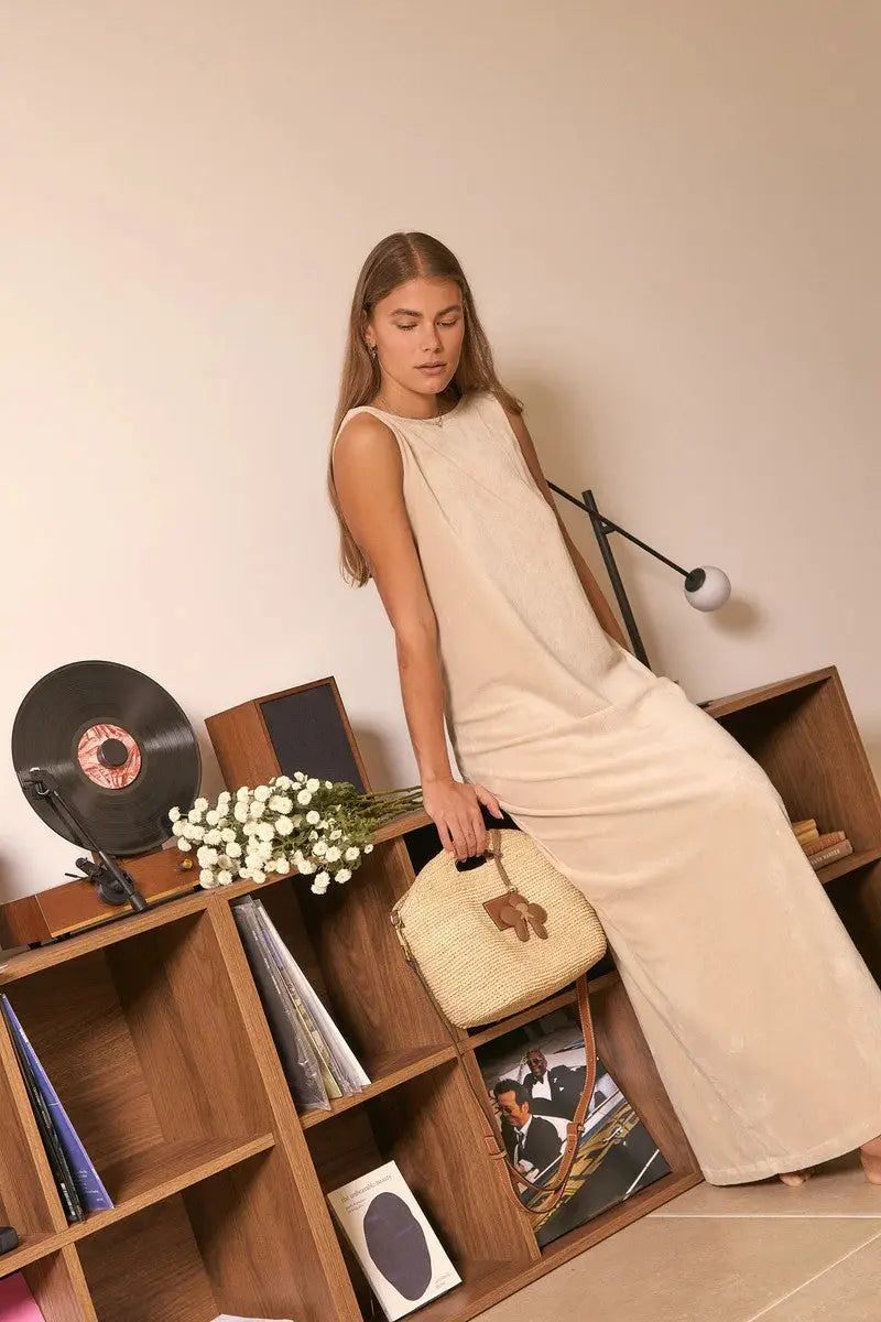 Leather Trimmed Raffia BB Nim The Label