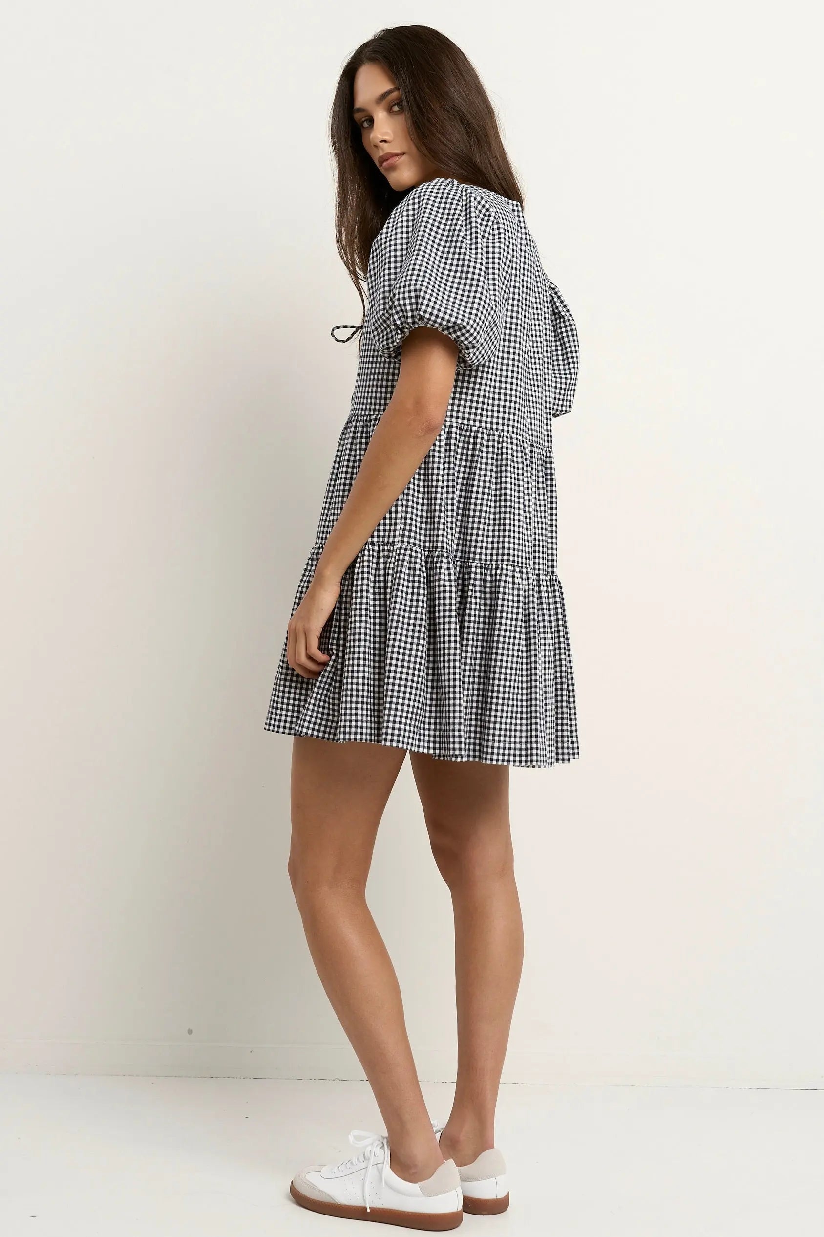 Roam Puff Sleeve Tie Front Mini Dress Ivy + Jack