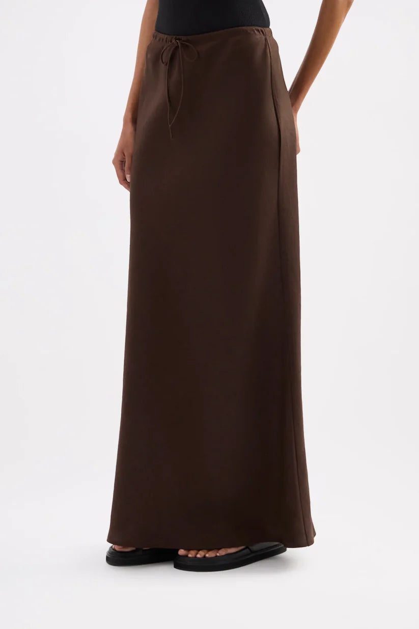 Amani Linen Skirt by Nude Lucy in Chocolate - view 3