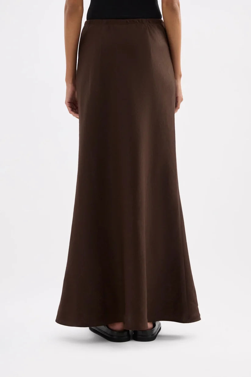 Nude Lucy chocolate linen skirt - back view