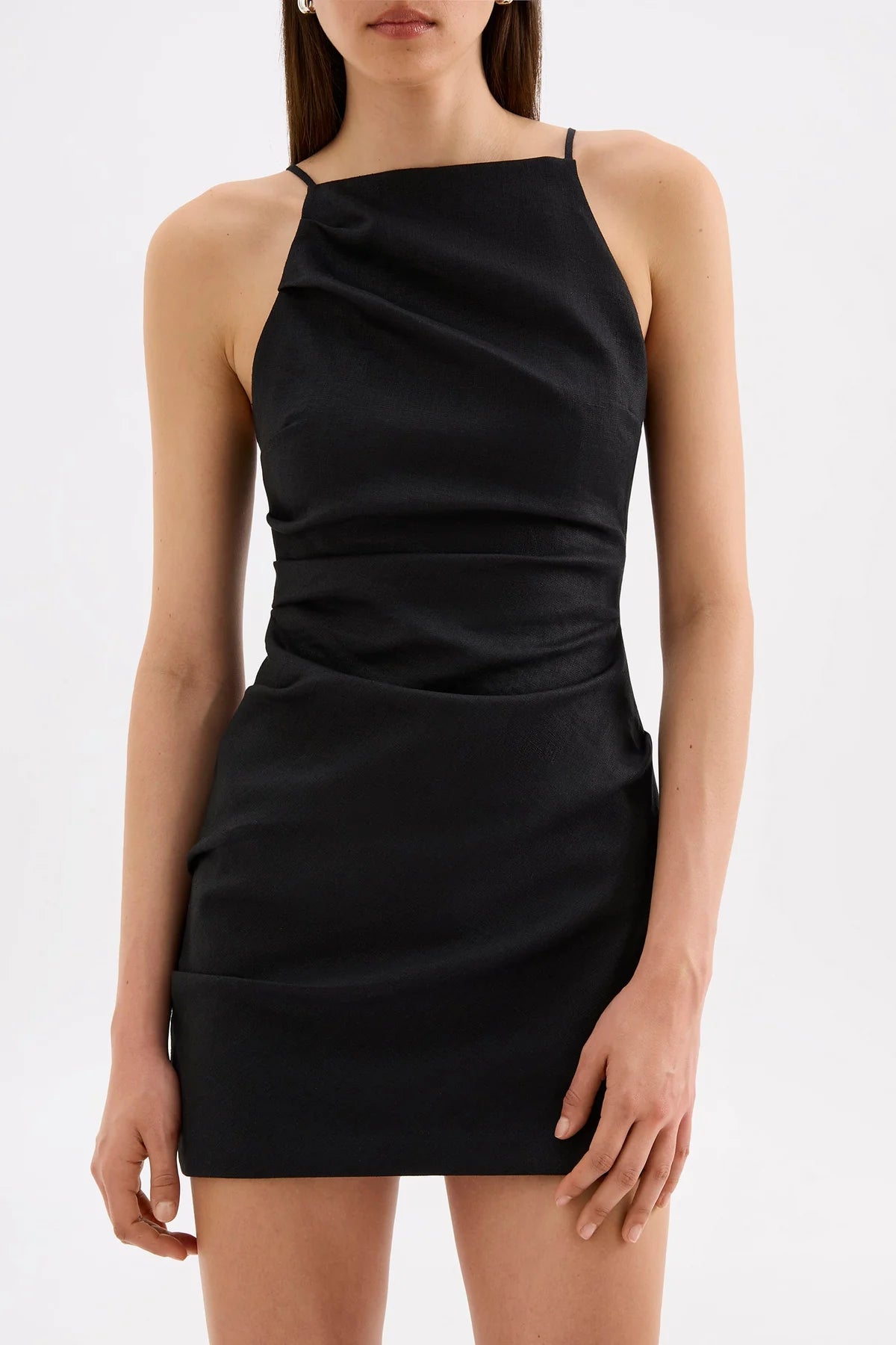 Nude Lucy Talitha Linen Mini Dress in Black - view 2