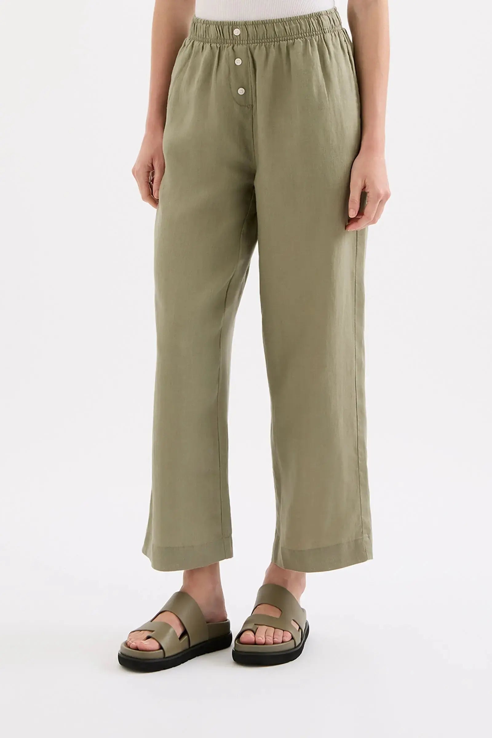 Lounge Linen Crop Pant Nude Lucy