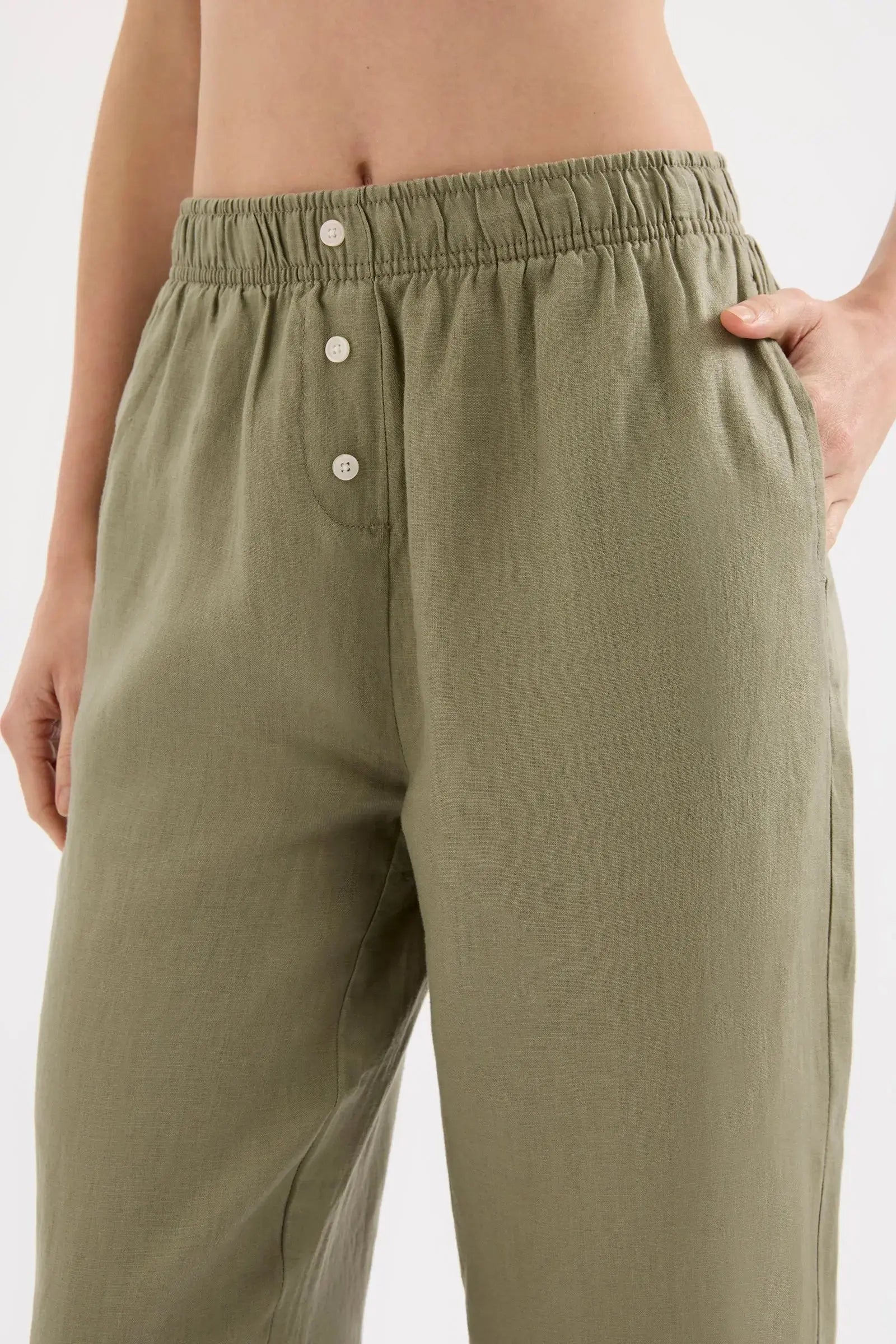 Lounge Linen Crop Pant Nude Lucy