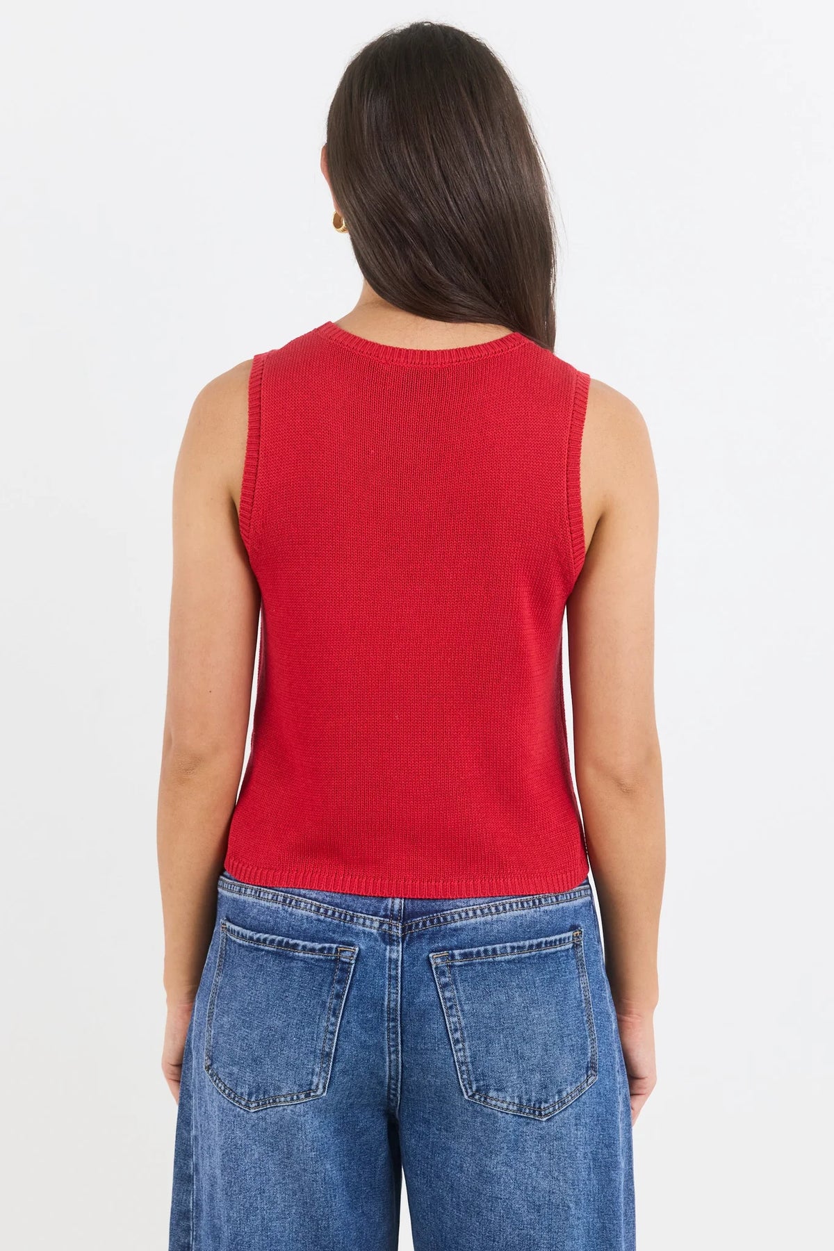 Salute Relaxed Sleeveless Knit Tank Top